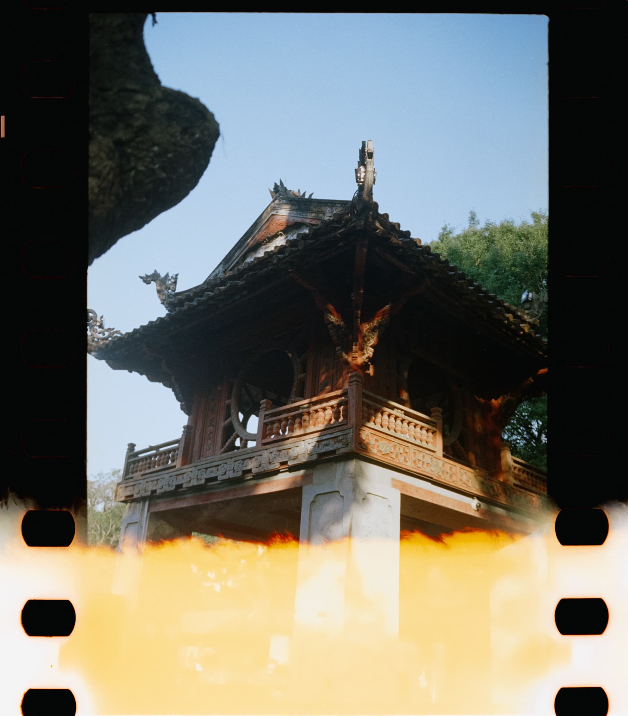 Temple roofline against the sky, Hanoi
