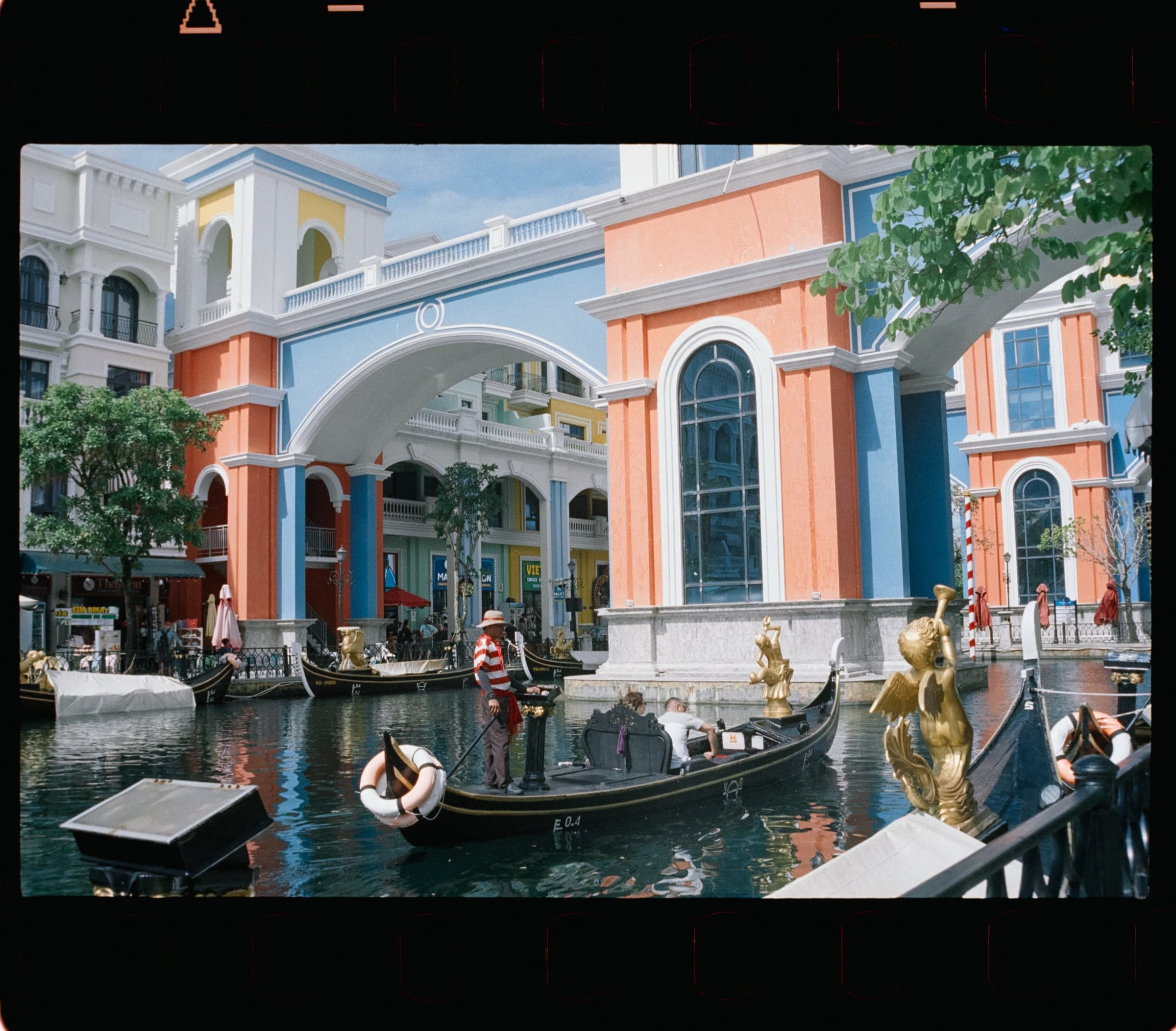 Pastel colonial buildings by the water, Phu Quoc