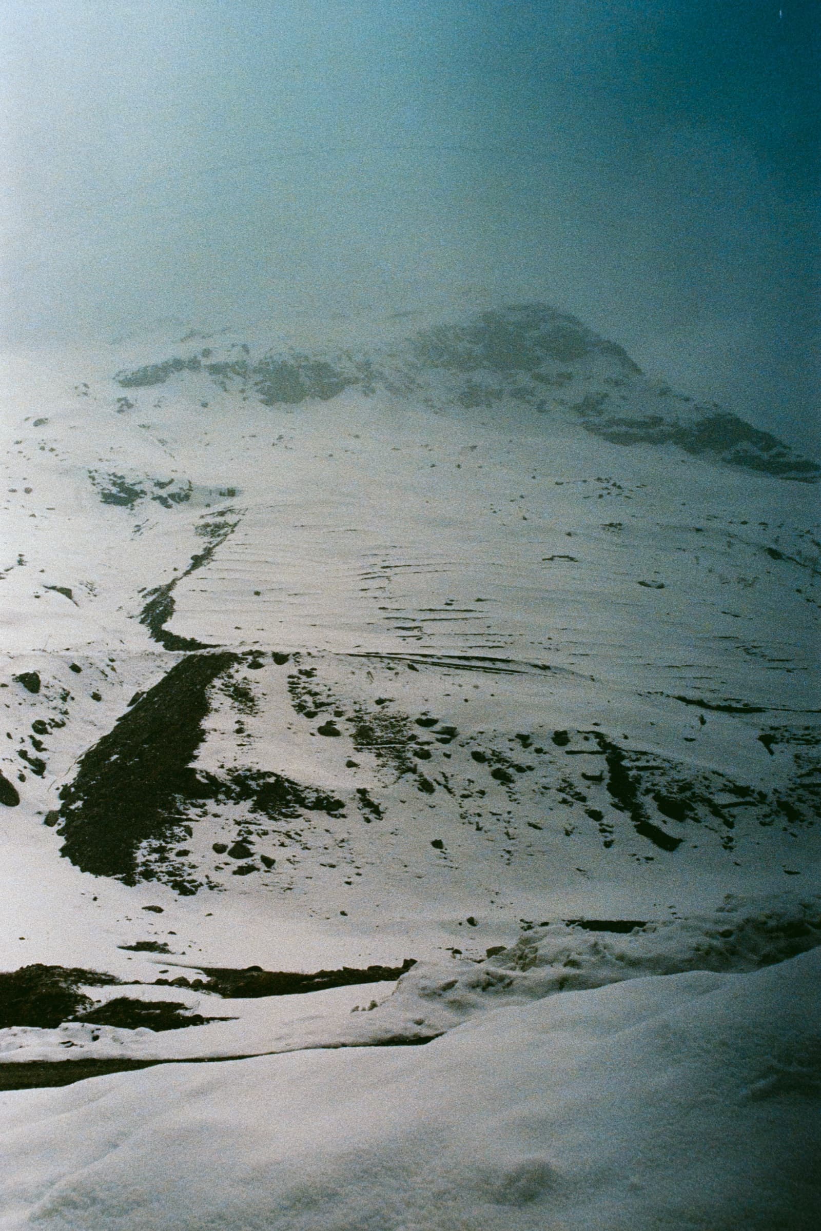 A snowbound mountain trail, Manali